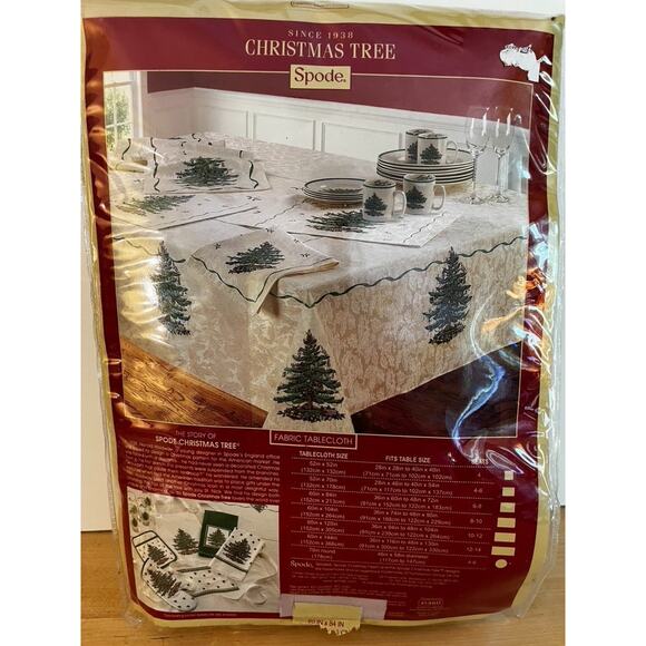 Spode Christmas Tree Santa Cotton Blend Rectangle Oblong Tablecloth 60 x 84” - Picture 4 of 5